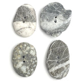 Four Beach Stone Buttons, Gray/White 1" - 1.25"  # BCH-119