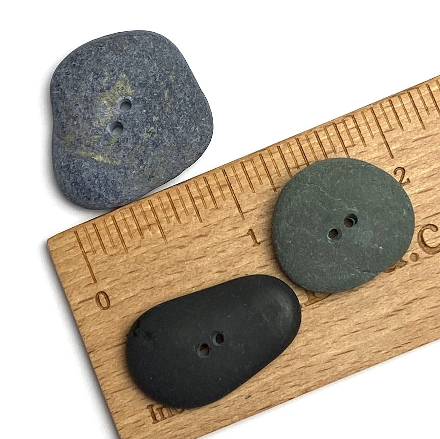 Neture Button Three Beach Stone Buttons, Dark Colors 1