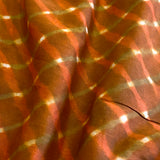 SALE, Copper/Olive Wavy Stripes + Diamonds Silk/Cotton Shibori from India By the Yard  #TK-54