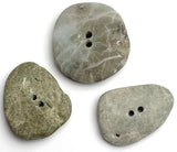Three Beach Stone Buttons, Greenish Grays 1"  # BCH-121