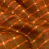 SALE, Copper/Olive Wavy Stripes + Diamonds Silk/Cotton Shibori from India By the Yard  #TK-54