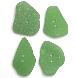 Set of Four Green Sea Glass Buttons Approximately 1-1/8"  # BCH-122