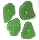 Set of Four Green Sea Glass Buttons Approximately 1-1/8"  # BCH-122