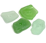 Set of Four Mixed Greens Sea Glass Buttons Approximately 1"  # BCH-123