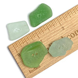 Set of Four Mixed Greens Sea Glass Buttons Approximately 1"  # BCH-123