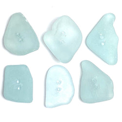 Set of Six Pale Blue Sea Glass Buttons Approximately 1"  # BCH-124