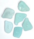 Set of Six Pale Blue Sea Glass Buttons Approximately 1"  # BCH-124