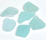Set of Six Pale Blue Sea Glass Buttons Approximately 1"  # BCH-124
