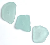 Set of Three Pale Blue Sea Glass Buttons Approximately 1"-1.25"  # BCH-125