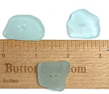 Set of Three Pale Blue Sea Glass Buttons Approximately 1"-1.25"  # BCH-125