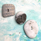Three Beach Stone Buttons, Mixed # BCH-126