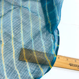 Running Low, Unusual, Sheer Artisan Hand Dyed Undulating Stripes, Teal/Gold/Magenta Chiffon Whisper-Light By the Yard  #TK-56