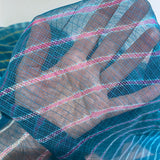 Running Low, Unusual, Sheer Artisan Hand Dyed Undulating Stripes, Teal/Gold/Magenta Chiffon Whisper-Light By the Yard  #TK-56