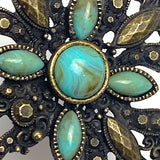 Cross With 'Turquoise', Large Antique Brass 3" Embellishment, Not a Button #SV-726