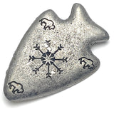 Arrowhead-Shaped 2" Large Rustic Silver Button with Buffalo, Shank Back,  #SV-117