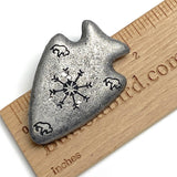 Arrowhead-Shaped 2" Large Rustic Silver Button with Buffalo, Shank Back,  #SV-117