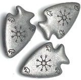 Arrowhead-Shaped 2" Large Rustic Silver Button with Buffalo, Shank Back,  #SV-117