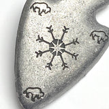 Arrowhead-Shaped 2" Large Rustic Silver Button with Buffalo, Shank Back,  #SV-117
