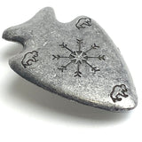 Arrowhead-Shaped 2" Large Rustic Silver Button with Buffalo, Shank Back,  #SV-117