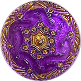 Running Low, Purple/Gold Czech Glass Button, 1-1/8", Hand Painted by Susan Clarke #SC-1519H