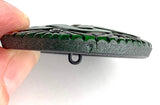 Running Low, Dark Green Large Handpainted Czech Glass Button, 1-5/8", Susan Clarke  #SC-885 E