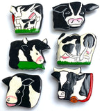 Cow Button Covers, Set of SIX Vintage Handpainted Wood NONY 1" to 1.5" #MV-72