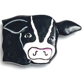 Cow Button Covers, Set of SIX Vintage Handpainted Wood NONY 1" to 1.5" #MV-72