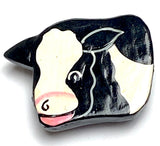 Cow Button Covers, Set of SIX Vintage Handpainted Wood NONY 1" to 1.5" #MV-72