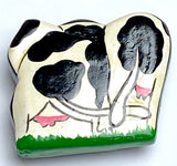 Cow Button Covers, Set of SIX Vintage Handpainted Wood NONY 1" to 1.5" #MV-72