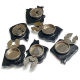 Cow Button Covers, Set of SIX Vintage Handpainted Wood NONY 1" to 1.5" #MV-72