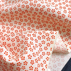 Red/Creme Ume Plum Blossoms Print Fine Supple Vintage Kimono Silk Crepe from Japan,  By the Yard   #212
