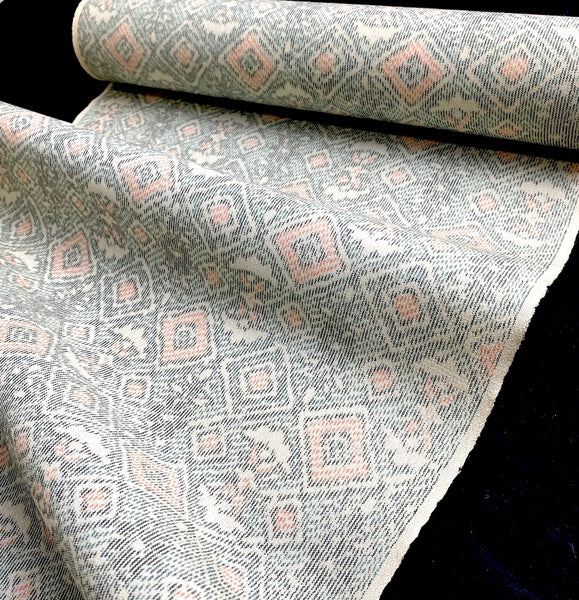 Tipsy Woven Diamonds+Hidden Flowers Vintage Kimono WOOL from Japan By the Yard   #213