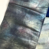 Metallic Teal Smoke Rainbow Hand-Painted Unusual Obi, Heavy Thick Silk and Metallic from Japan #214