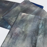 Metallic Teal Smoke Rainbow Hand-Painted Unusual Obi, Heavy Thick Silk and Metallic from Japan #214