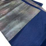 Metallic Teal Smoke Rainbow Hand-Painted Unusual Obi, Heavy Thick Silk and Metallic from Japan #214