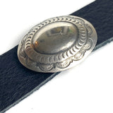 STERLING Silver Oval 'Sky Pond' 1.5" x 1.25" Concho w. BELT SLIDE #SW-430