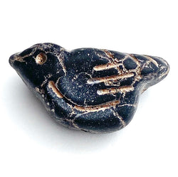 Re-Stocked, Black Bird, Czech Glass 7/8" Embellishment/Bead,  #L-785