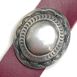 STERLING Silver Oval 'Sky Pond' 1.5" x 1.25" Concho w. BELT SLIDE #SW-430