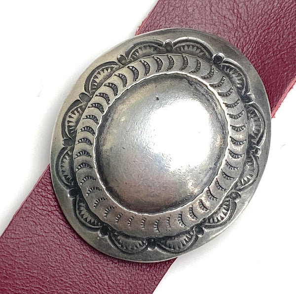 STERLING Silver Oval 'Sky Pond' 1.5" x 1.25" Concho w. BELT SLIDE #SW-430