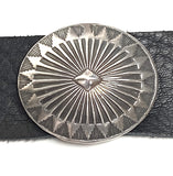 STERLING Silver Oval 'Taos Mountain' 1-3/8" x 1-1/8" Concho w. BELT SLIDE #SW-431