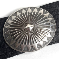 STERLING Silver Oval 'Taos Mountain' 1-3/8" x 1-1/8" Concho w. BELT SLIDE #SW-431