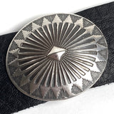 STERLING Silver Oval 'Taos Mountain' 1-3/8" x 1-1/8" Concho w. BELT SLIDE #SW-431