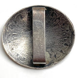 STERLING Silver Oval 'Taos Mountain' 1-3/8" x 1-1/8" Concho w. BELT SLIDE #SW-431