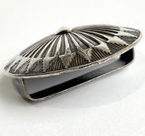 STERLING Silver Oval 'Taos Mountain' 1-3/8" x 1-1/8" Concho w. BELT SLIDE #SW-431
