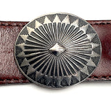 STERLING Silver Oval 'Taos Mountain' 1-3/8" x 1-1/8" Concho w. BELT SLIDE #SW-431