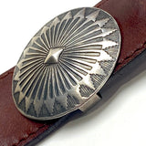 STERLING Silver Oval 'Taos Mountain' 1-3/8" x 1-1/8" Concho w. BELT SLIDE #SW-431