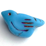SALE Aqua Sky Blue Bird, Czech Glass BEAD,  7/8"   #L-263