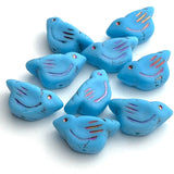 SALE Aqua Sky Blue Bird, Czech Glass BEAD,  7/8"   #L-263
