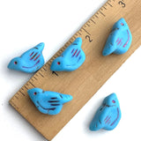 SALE Aqua Sky Blue Bird, Czech Glass BEAD,  7/8"   #L-263