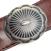 STERLING Silver 'Sunburst' Oval 1-3/8" x 1-1/8", Concho w. BELT SLIDE  #SW-432